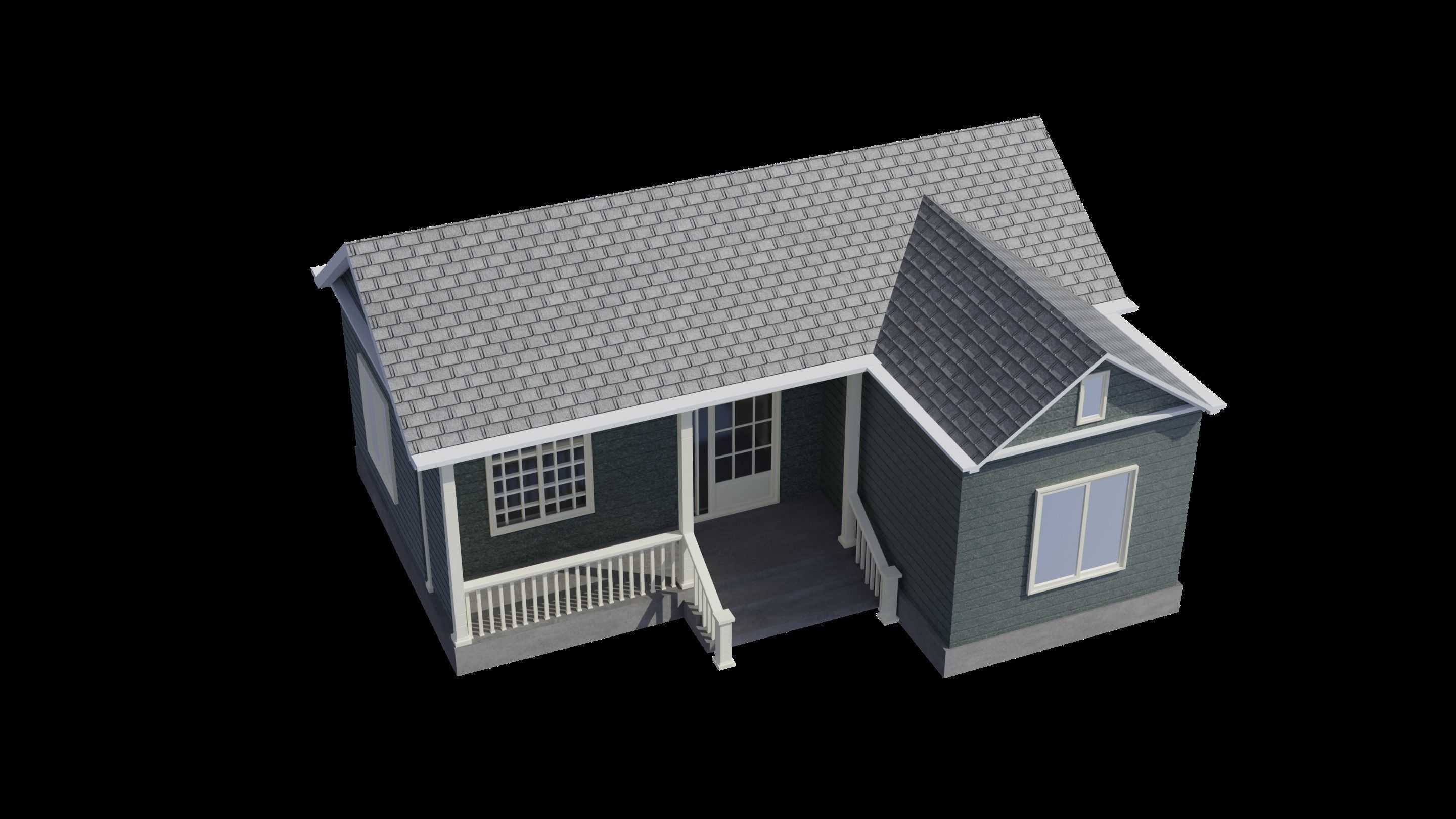 Simple House 004 Low-poly 3D model_11