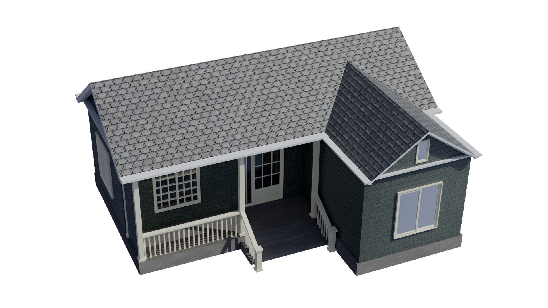 Simple House 004 Low-poly 3D model_10