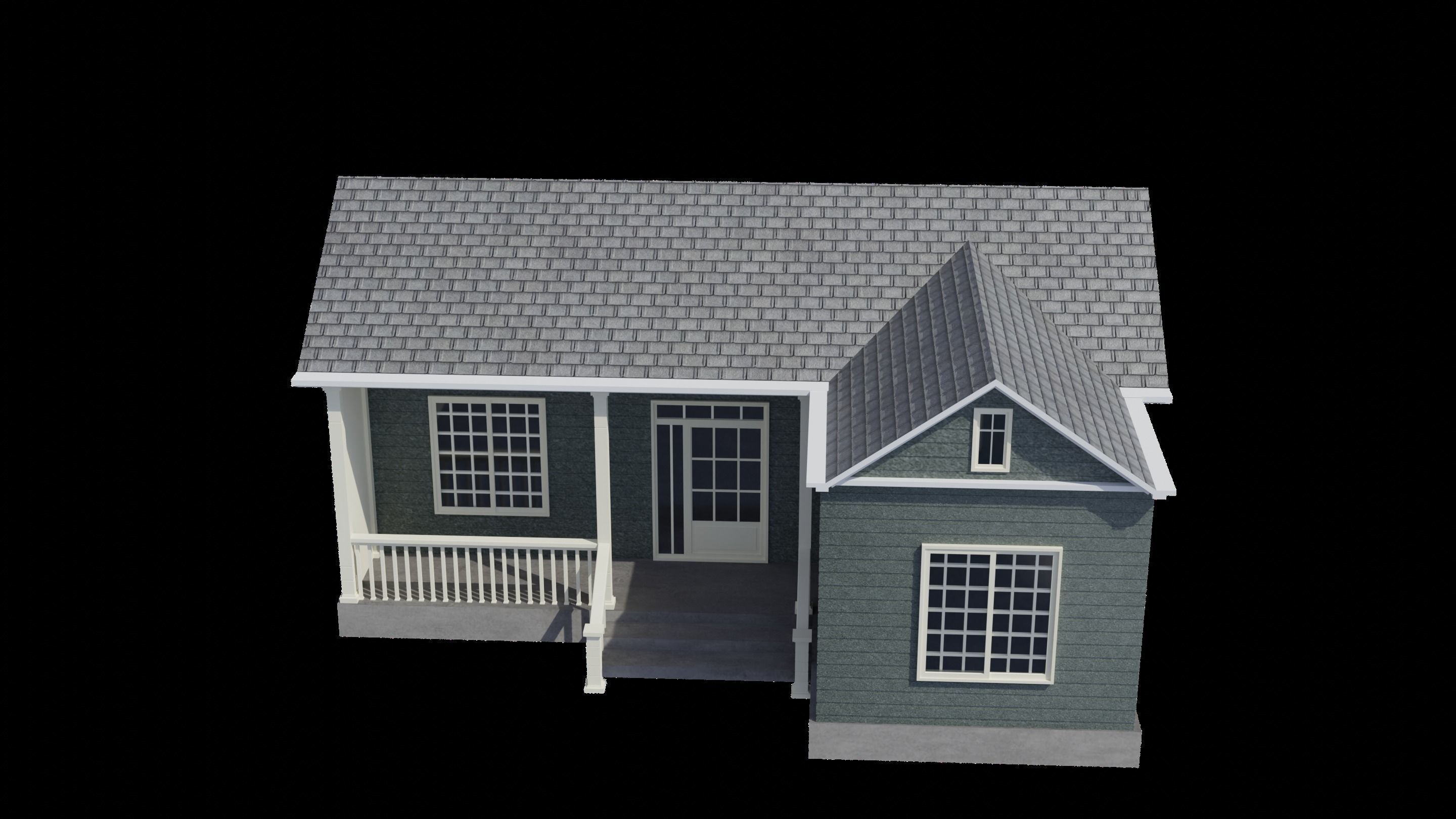 Simple House 004 Low-poly 3D model_5