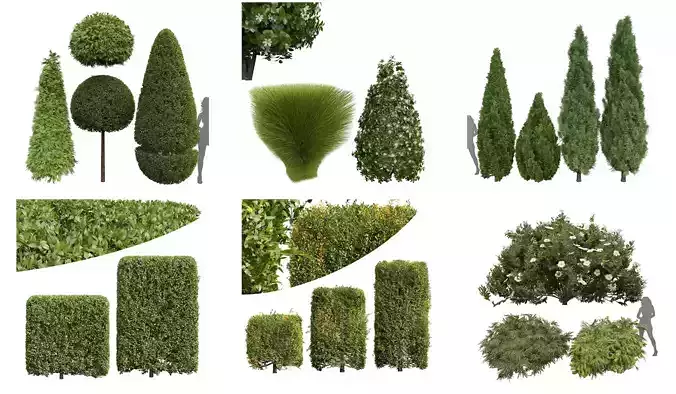  6 Different SETS of Tree Bush SET VOL27 3D Model Collection