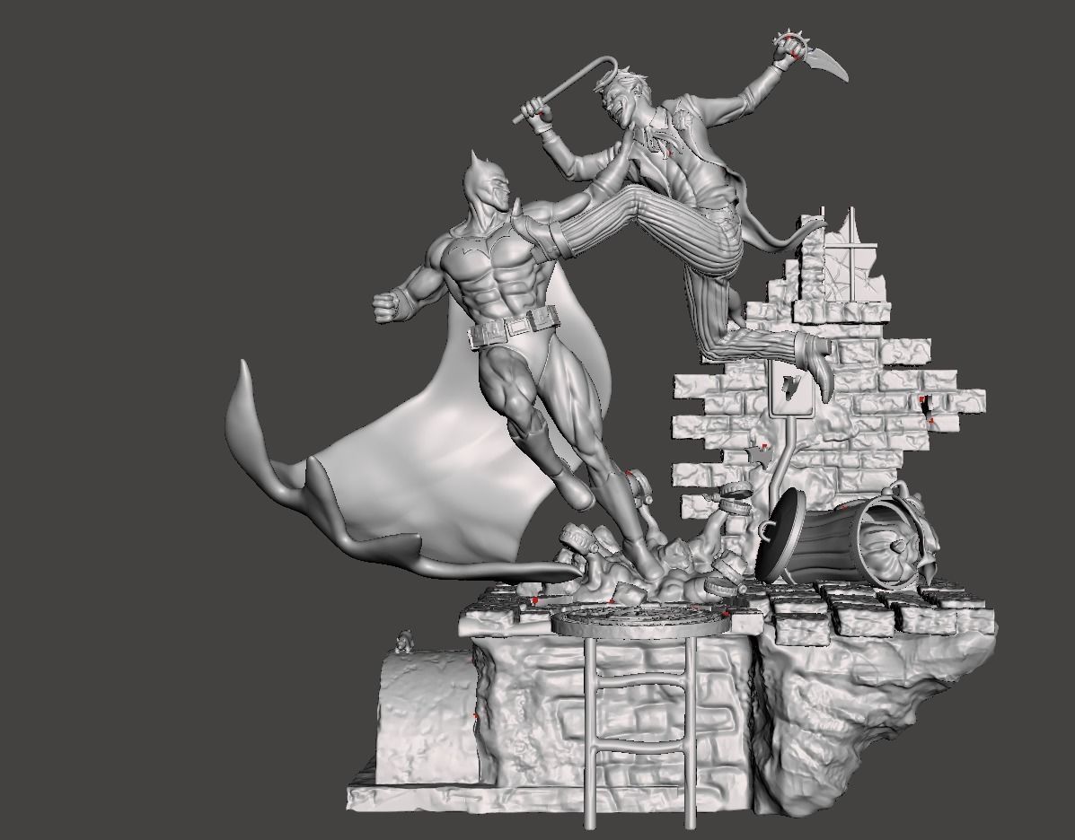  batman vs joker battle fight 3d model for 3dprint  3D print model_1