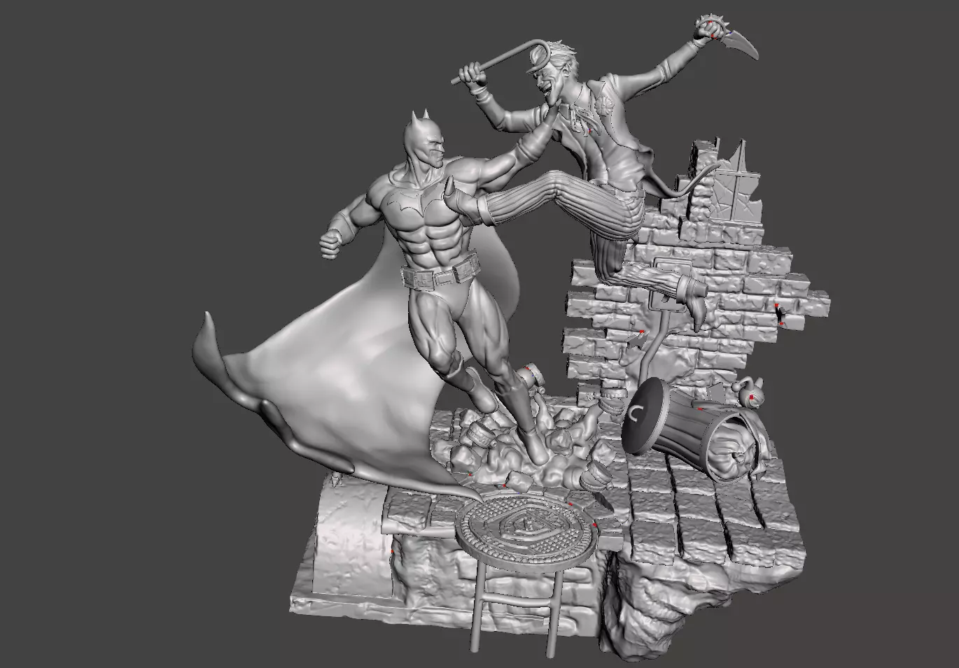  batman vs joker battle fight 3d model for 3dprint  3D print model_0
