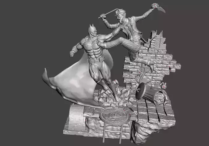  batman vs joker battle fight 3d model for 3dprint 