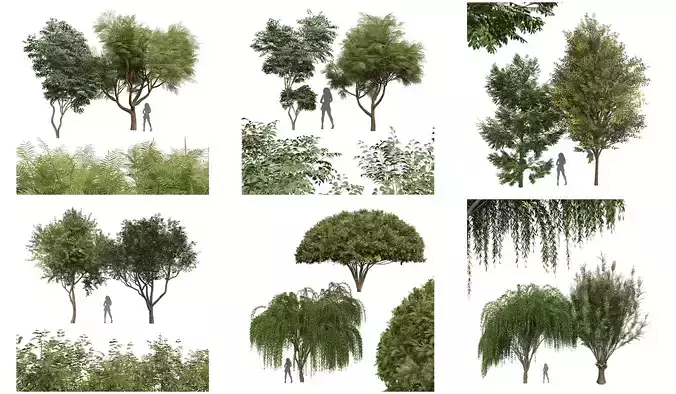 6 Different SETS of Tree SET VOL28 3D Model Collection