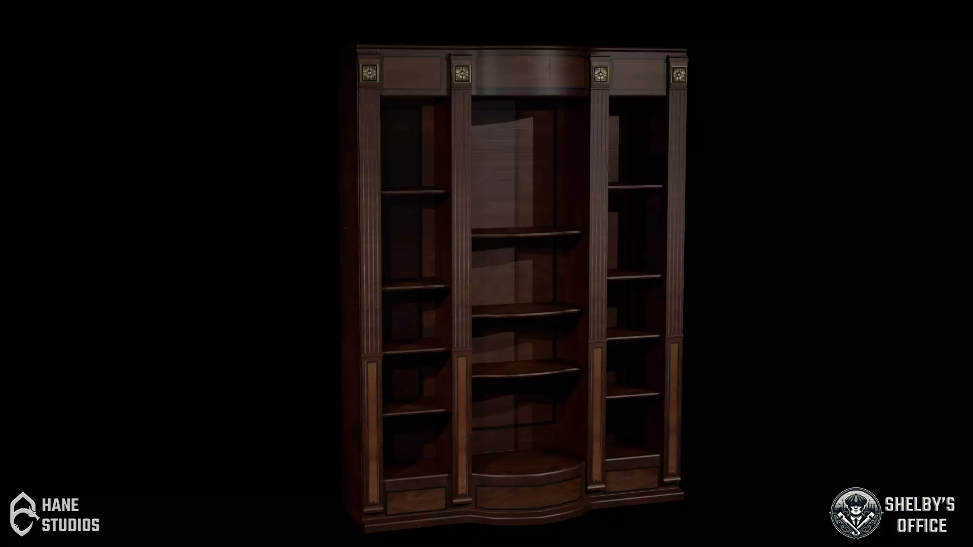Vintage Bookshelf - Cabinet - Classic Low-poly 3D model Low-poly 3D model_0
