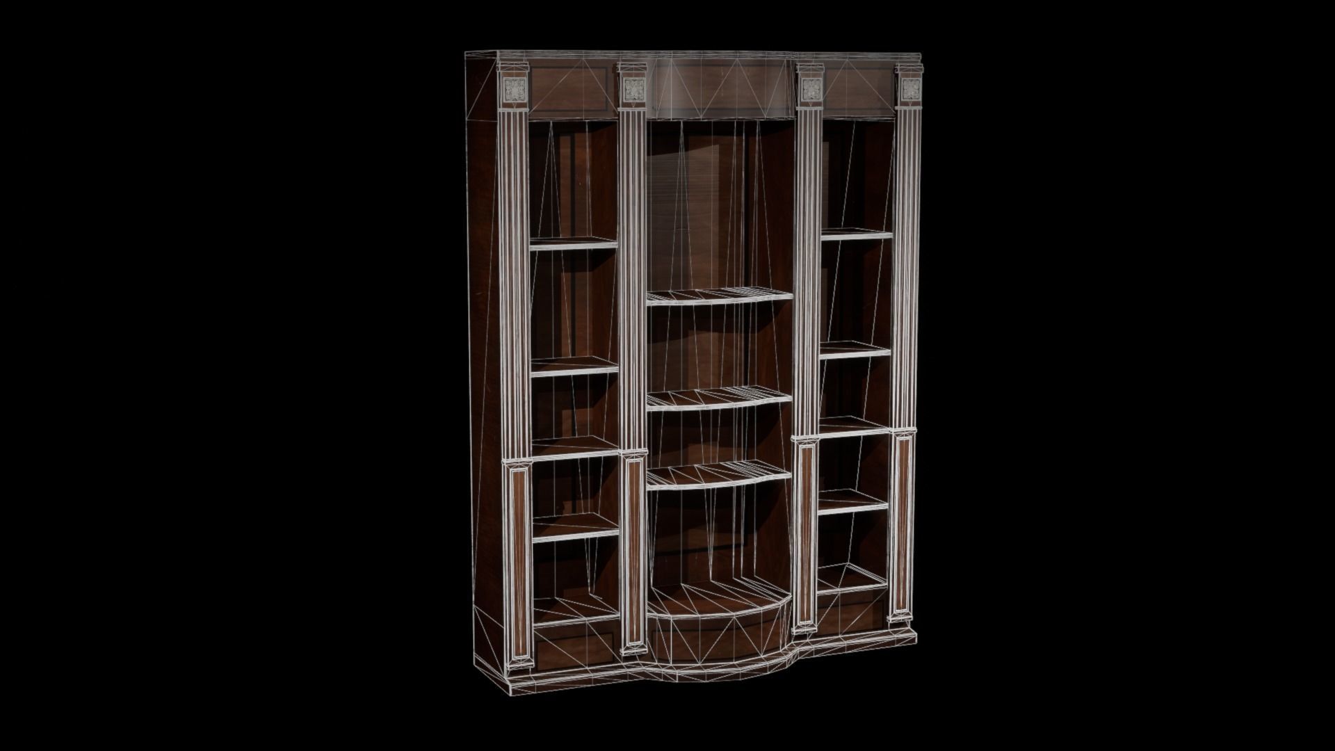 Vintage Bookshelf - Cabinet - Classic Low-poly 3D model Low-poly 3D model_9