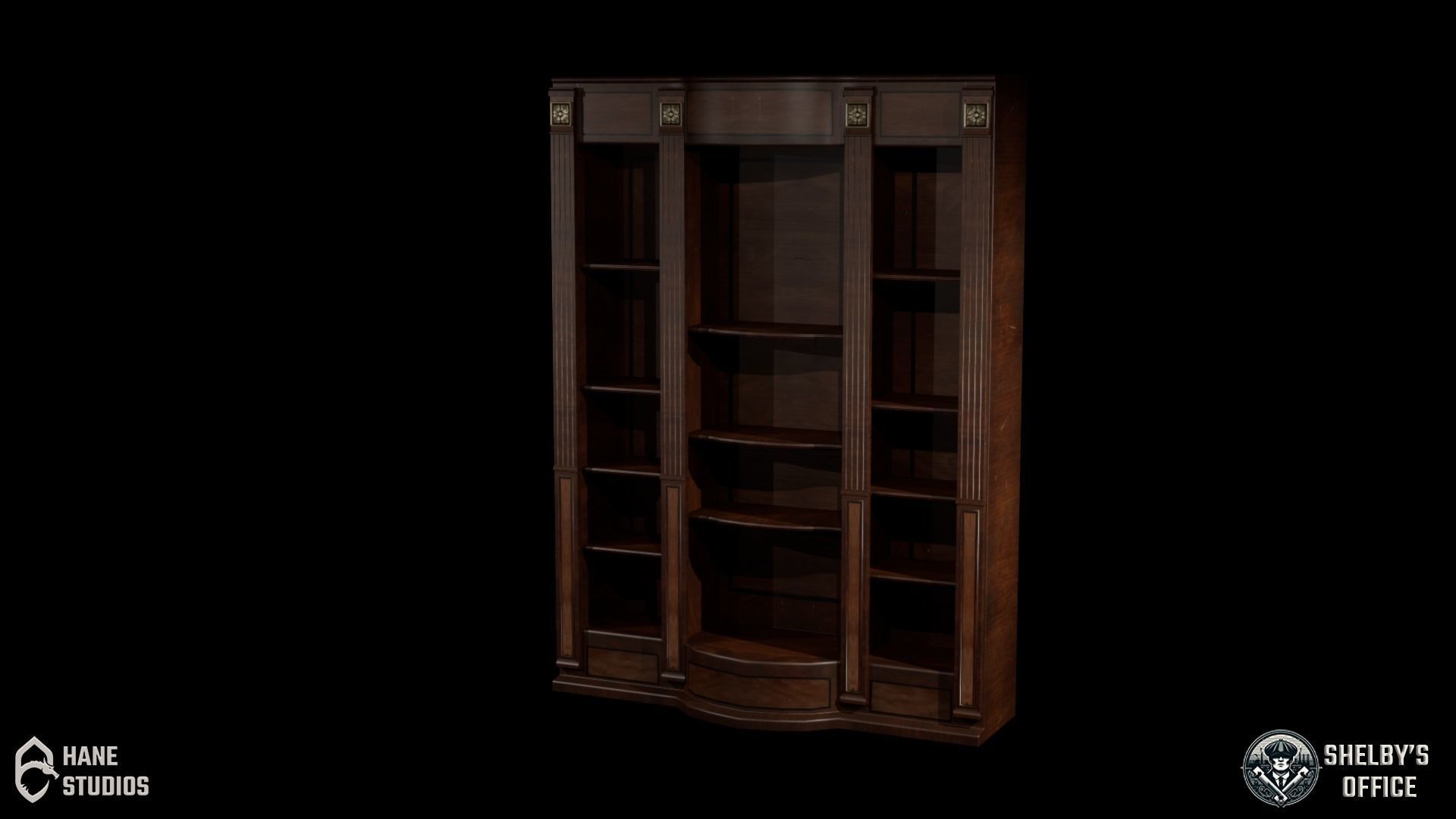 Vintage Bookshelf - Cabinet - Classic Low-poly 3D model Low-poly 3D model_3