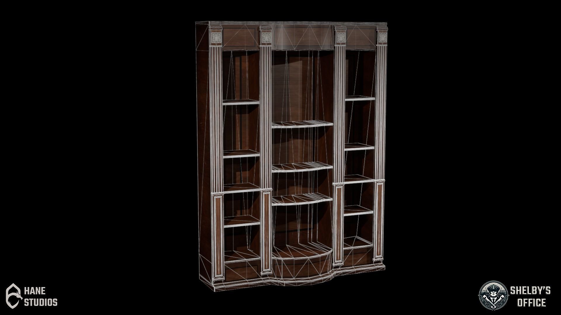 Vintage Bookshelf - Cabinet - Classic Low-poly 3D model Low-poly 3D model_4