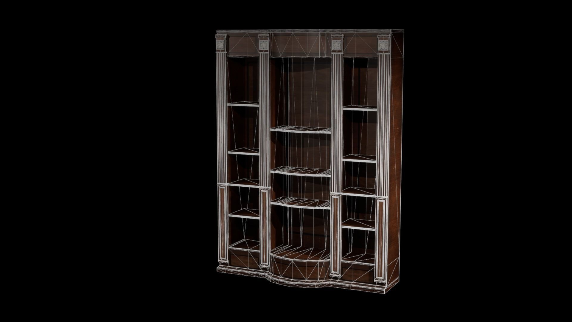 Vintage Bookshelf - Cabinet - Classic Low-poly 3D model Low-poly 3D model_8