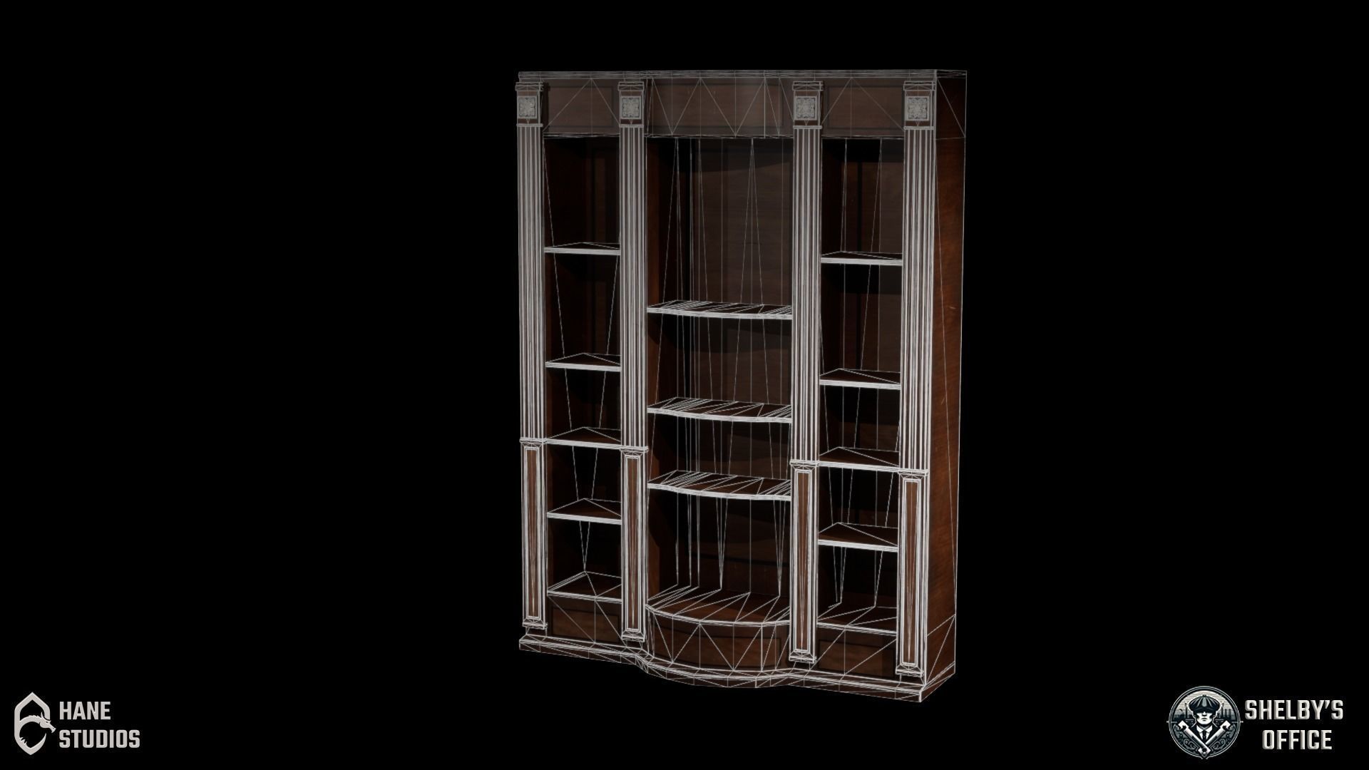 Vintage Bookshelf - Cabinet - Classic Low-poly 3D model Low-poly 3D model_2