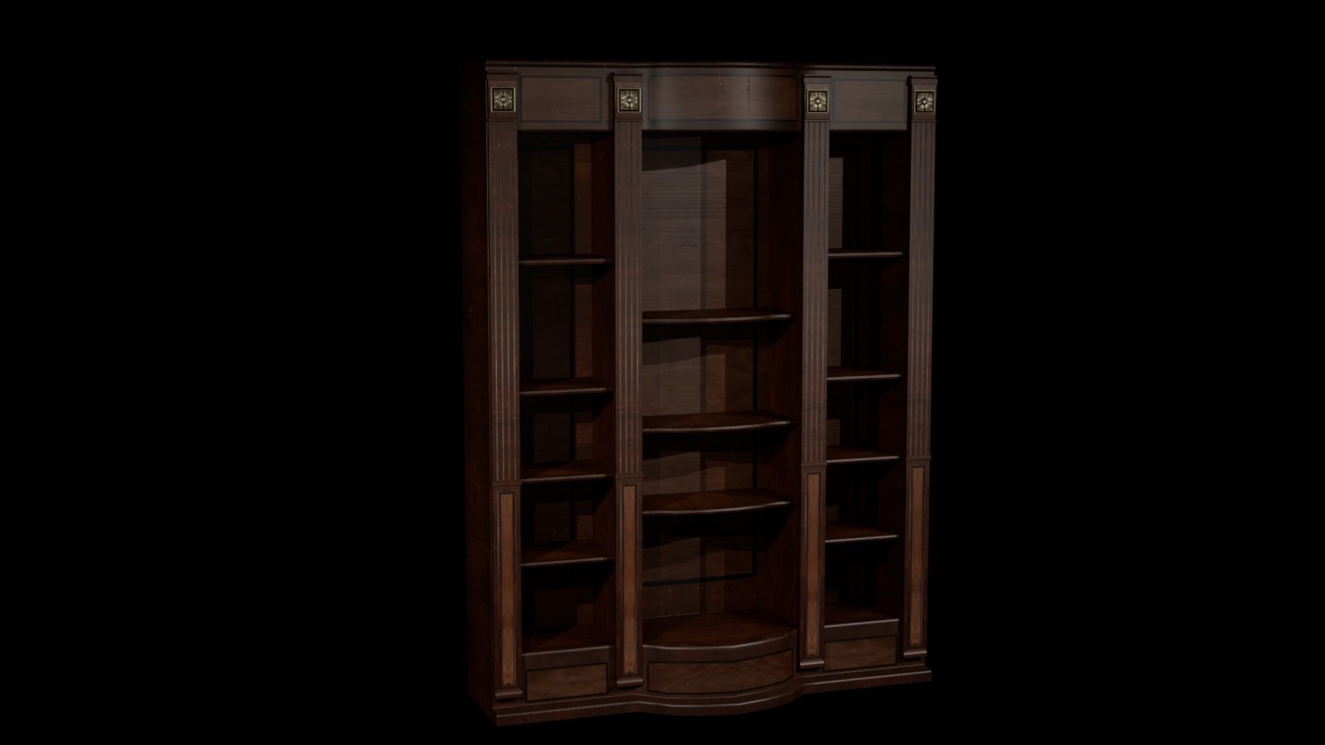 Vintage Bookshelf - Cabinet - Classic Low-poly 3D model Low-poly 3D model_5