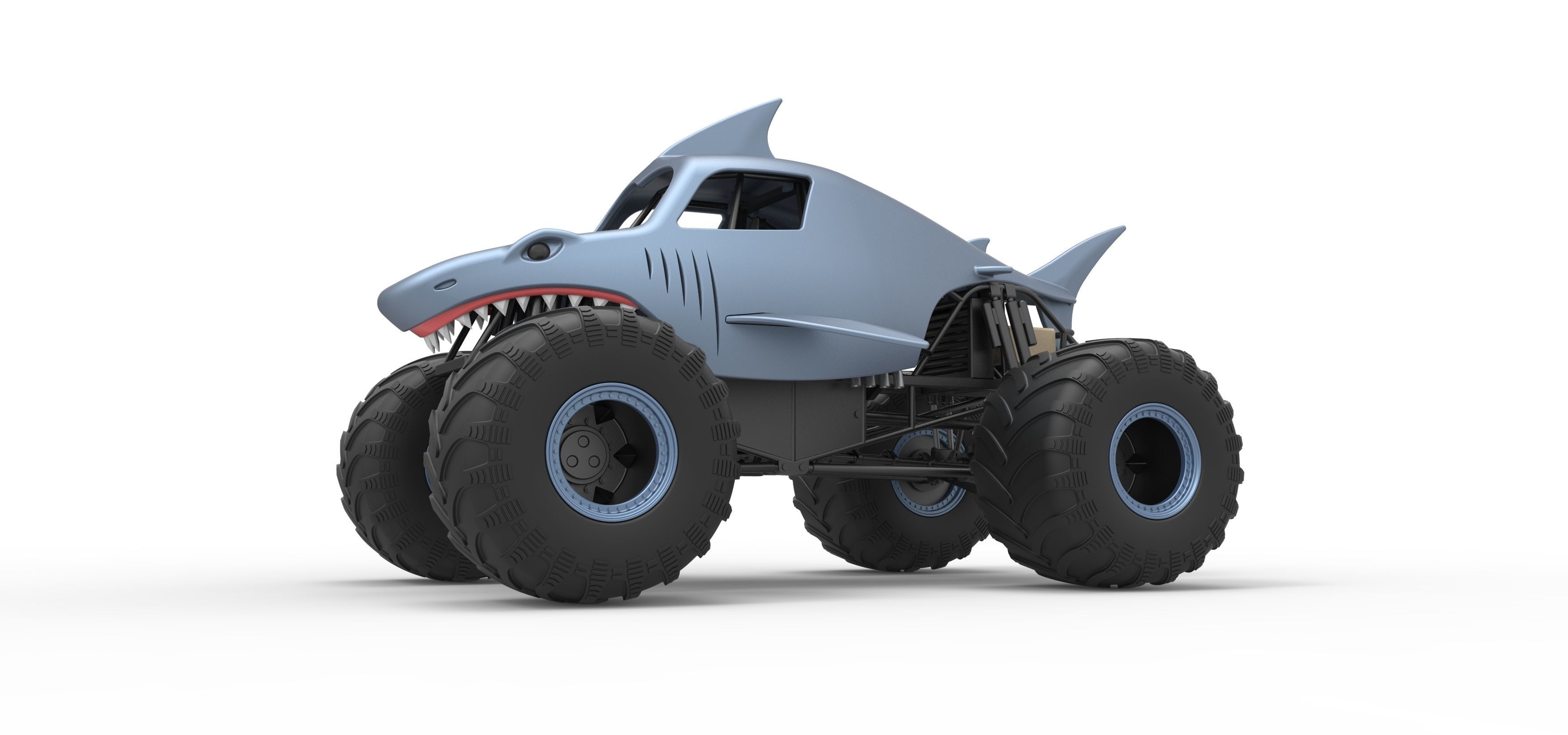 Shark Monster Truck Scale 1 to 25 3D print model_2