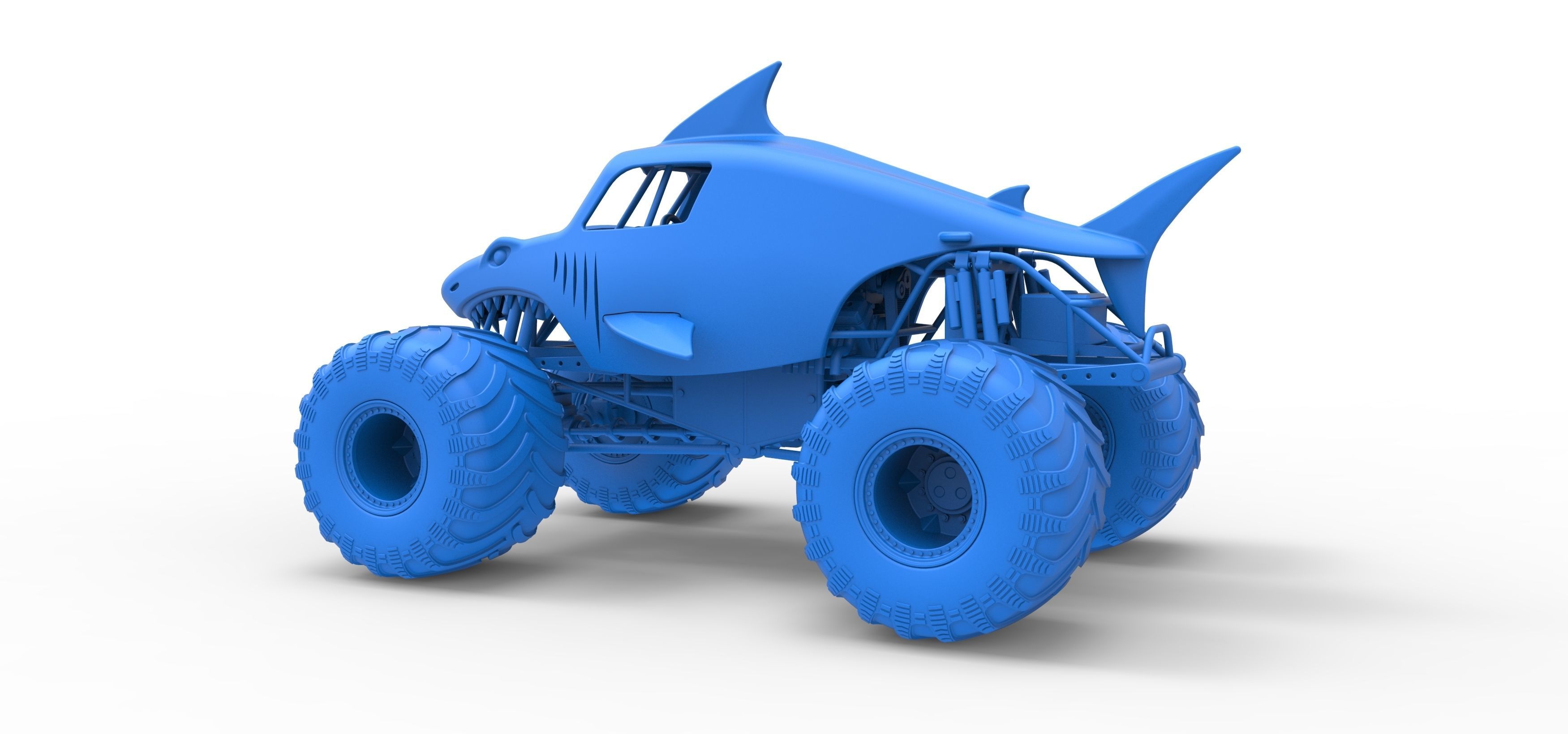 Shark Monster Truck Scale 1 to 25 3D print model_30