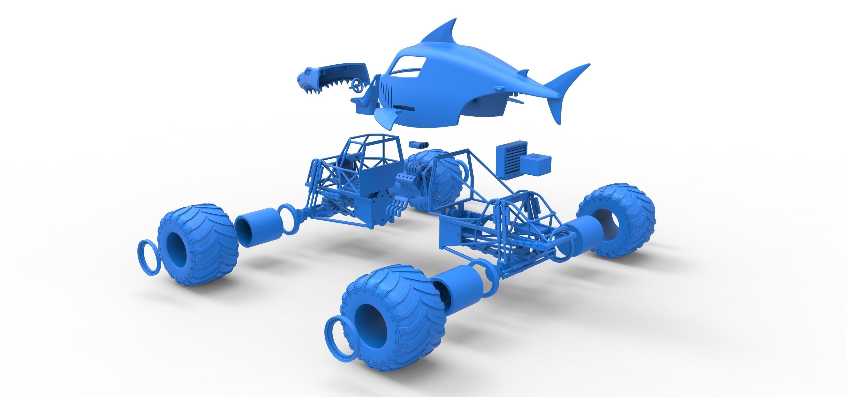 Shark Monster Truck Scale 1 to 25 3D print model_40