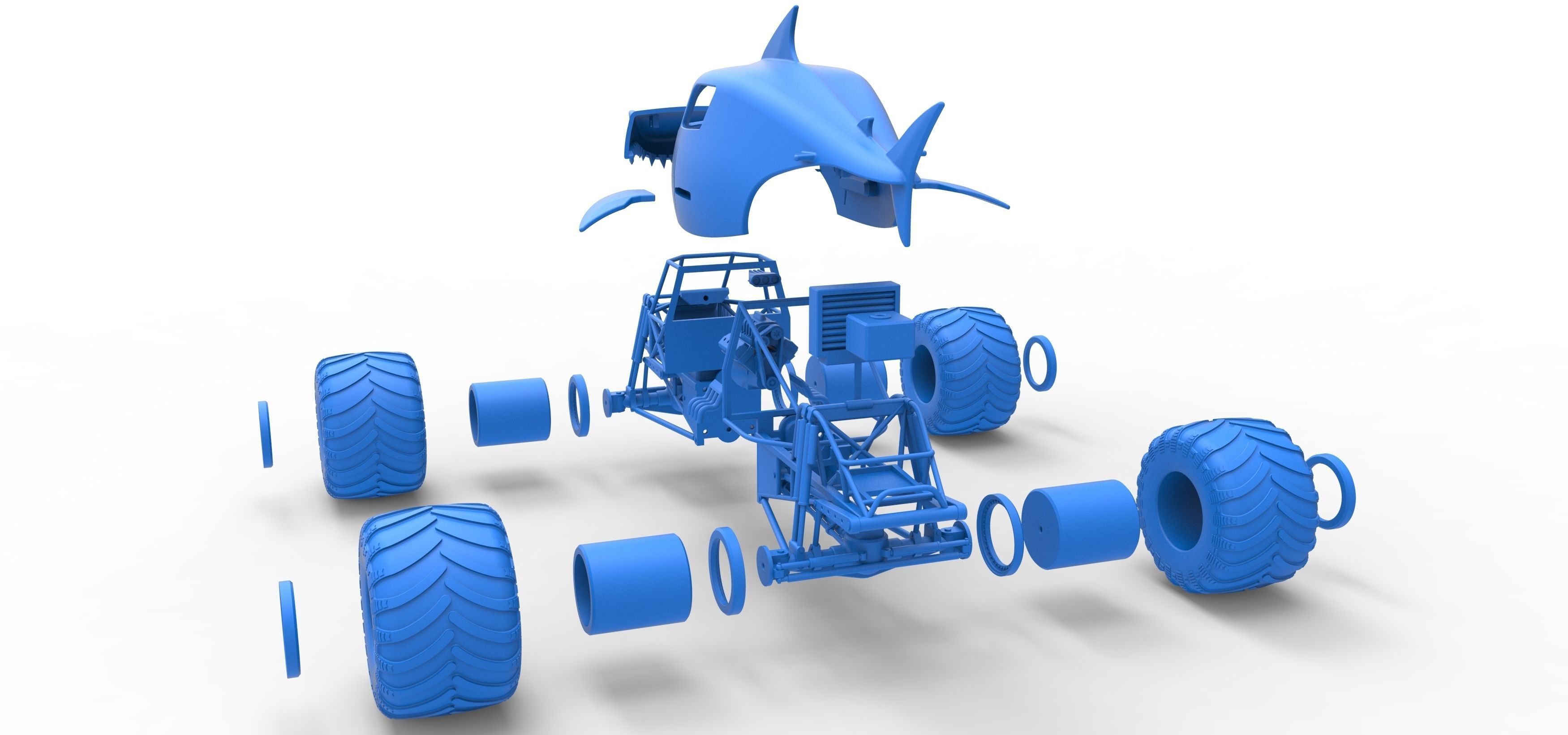Shark Monster Truck Scale 1 to 25 3D print model_41