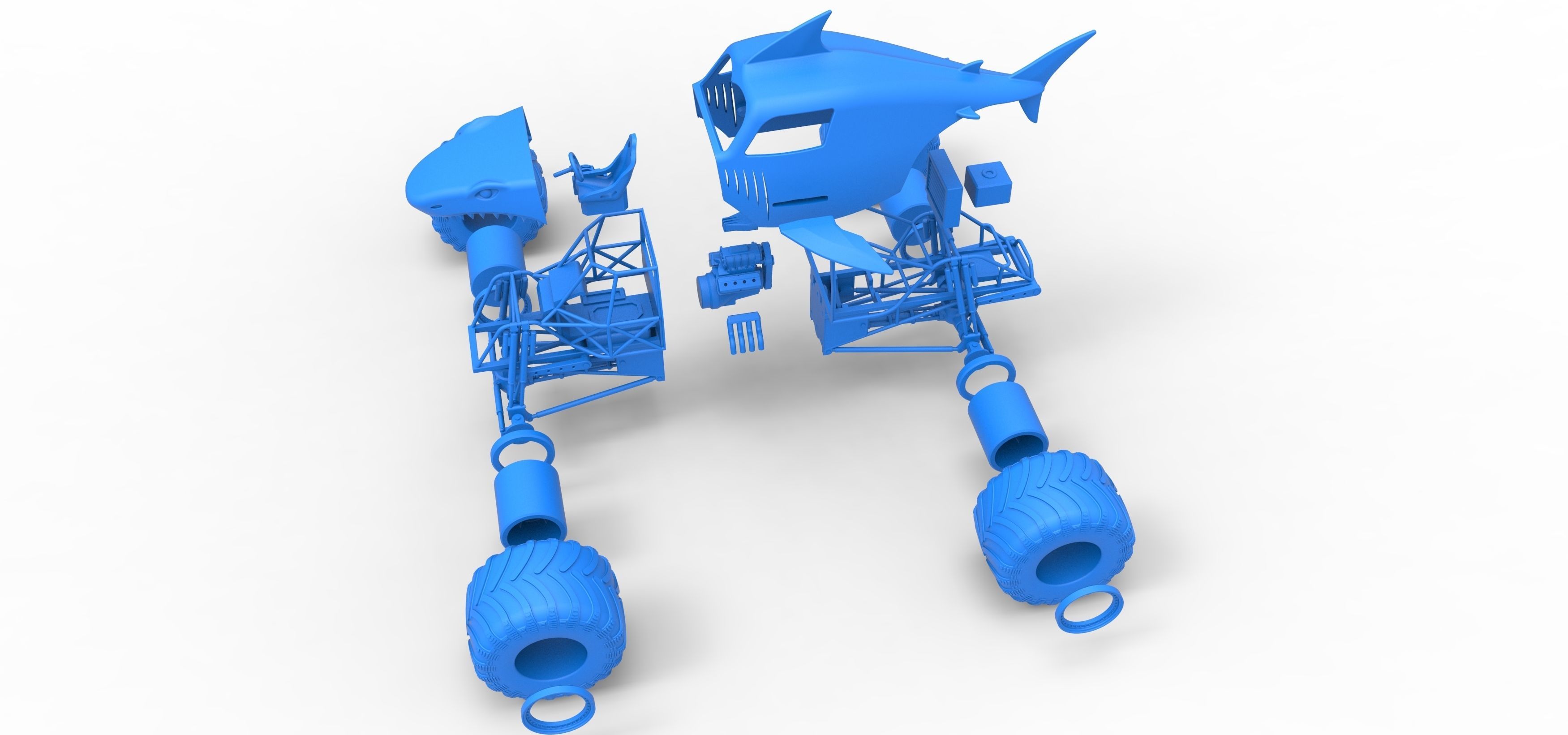 Shark Monster Truck Scale 1 to 25 3D print model_35