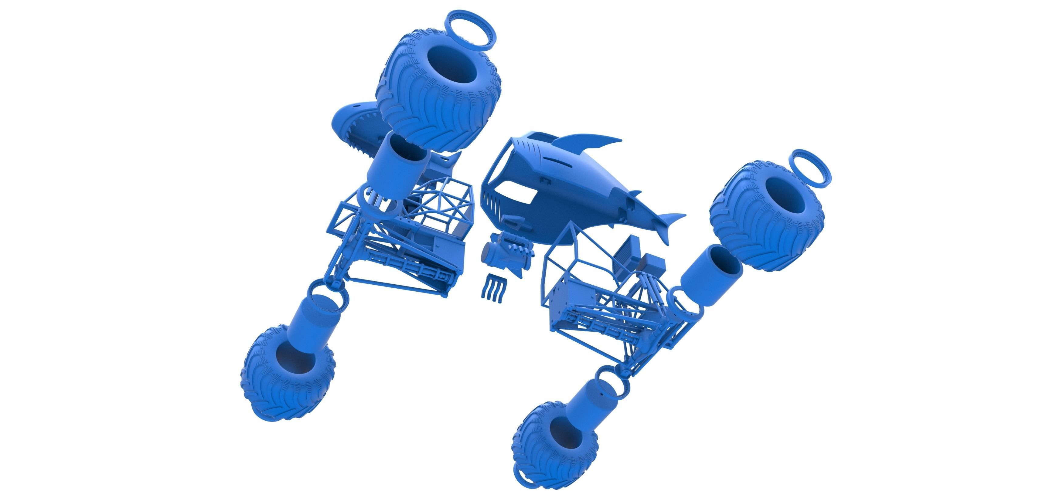 Shark Monster Truck Scale 1 to 25 3D print model_36