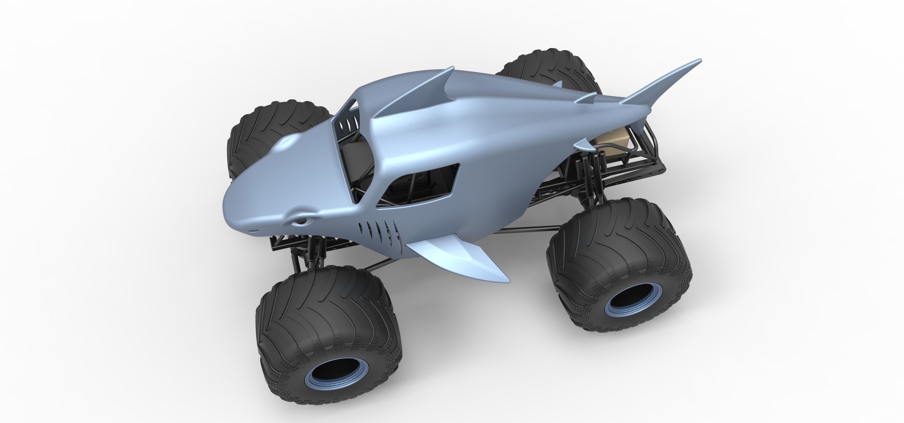 Shark Monster Truck Scale 1 to 25 3D print model_4