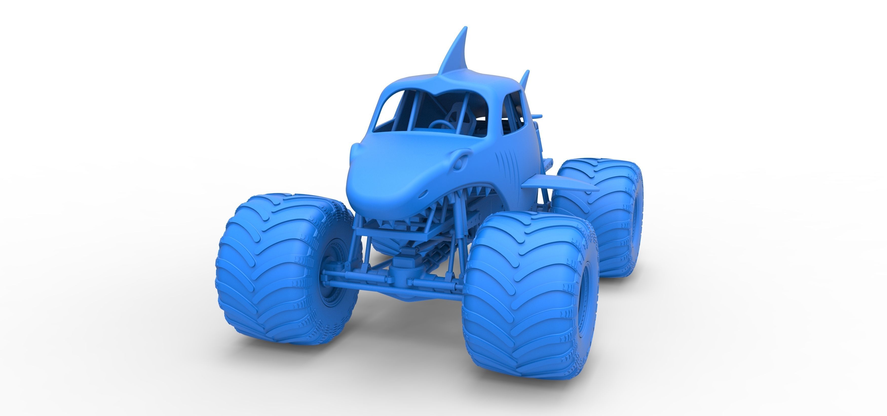 Shark Monster Truck Scale 1 to 25 3D print model_22