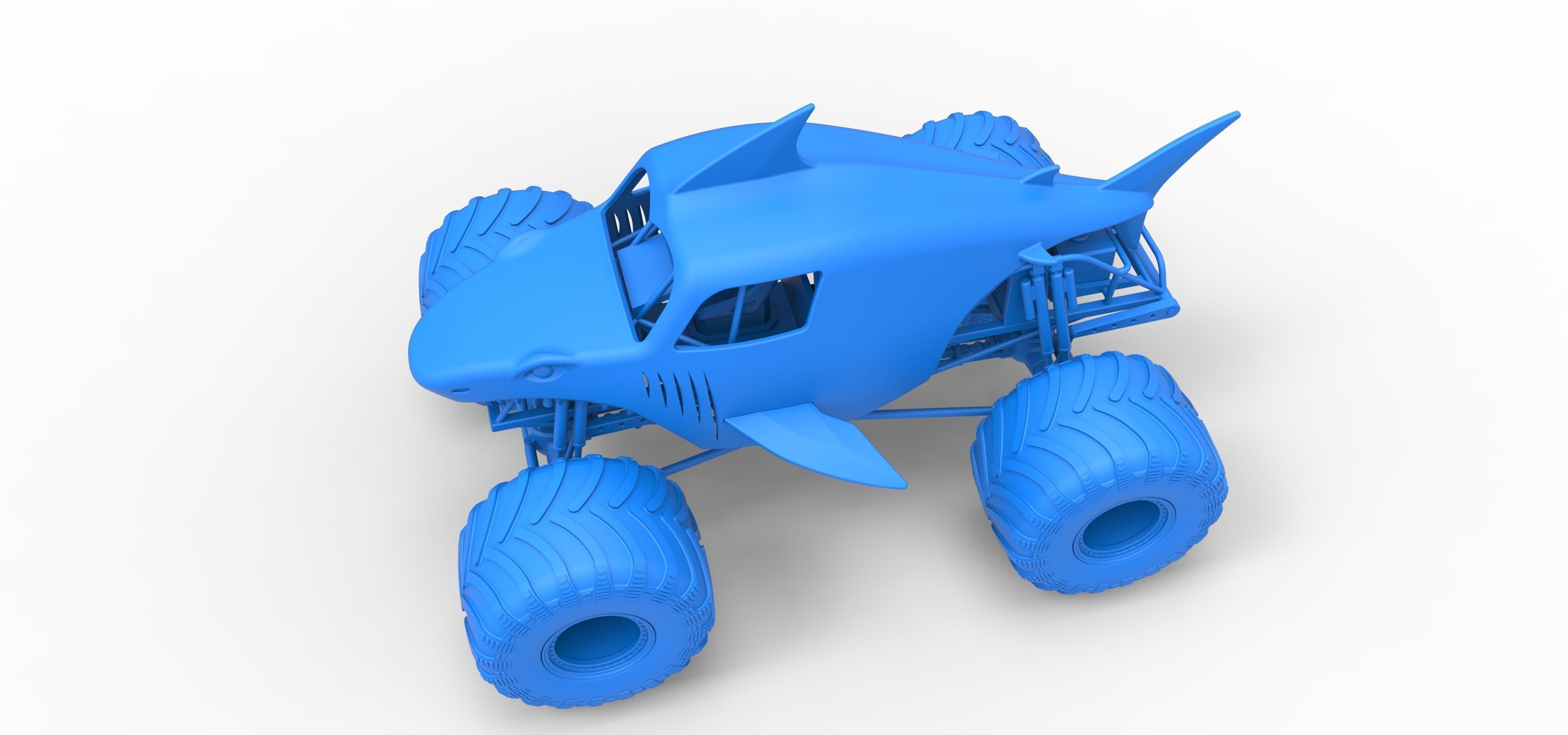 Shark Monster Truck Scale 1 to 25 3D print model_21