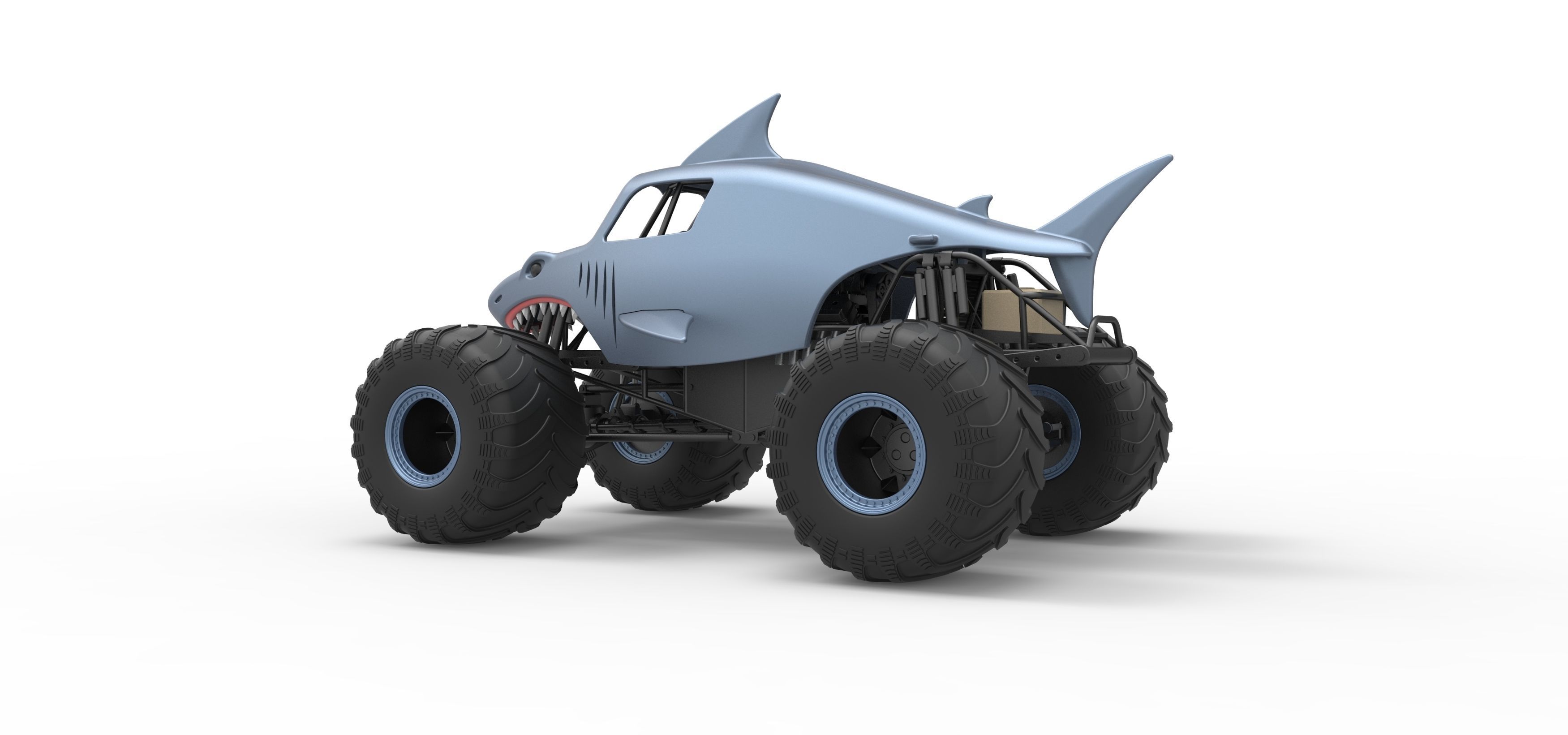 Shark Monster Truck Scale 1 to 25 3D print model_13