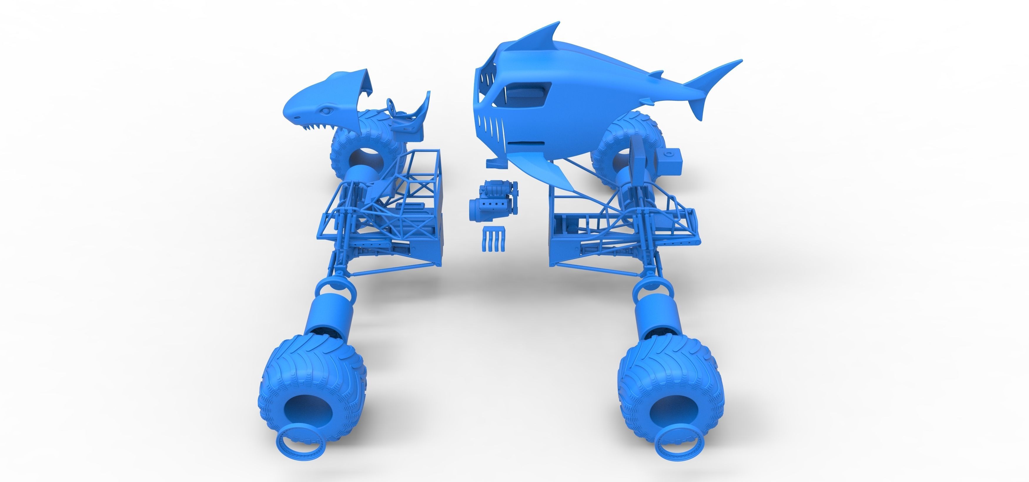Shark Monster Truck Scale 1 to 25 3D print model_39