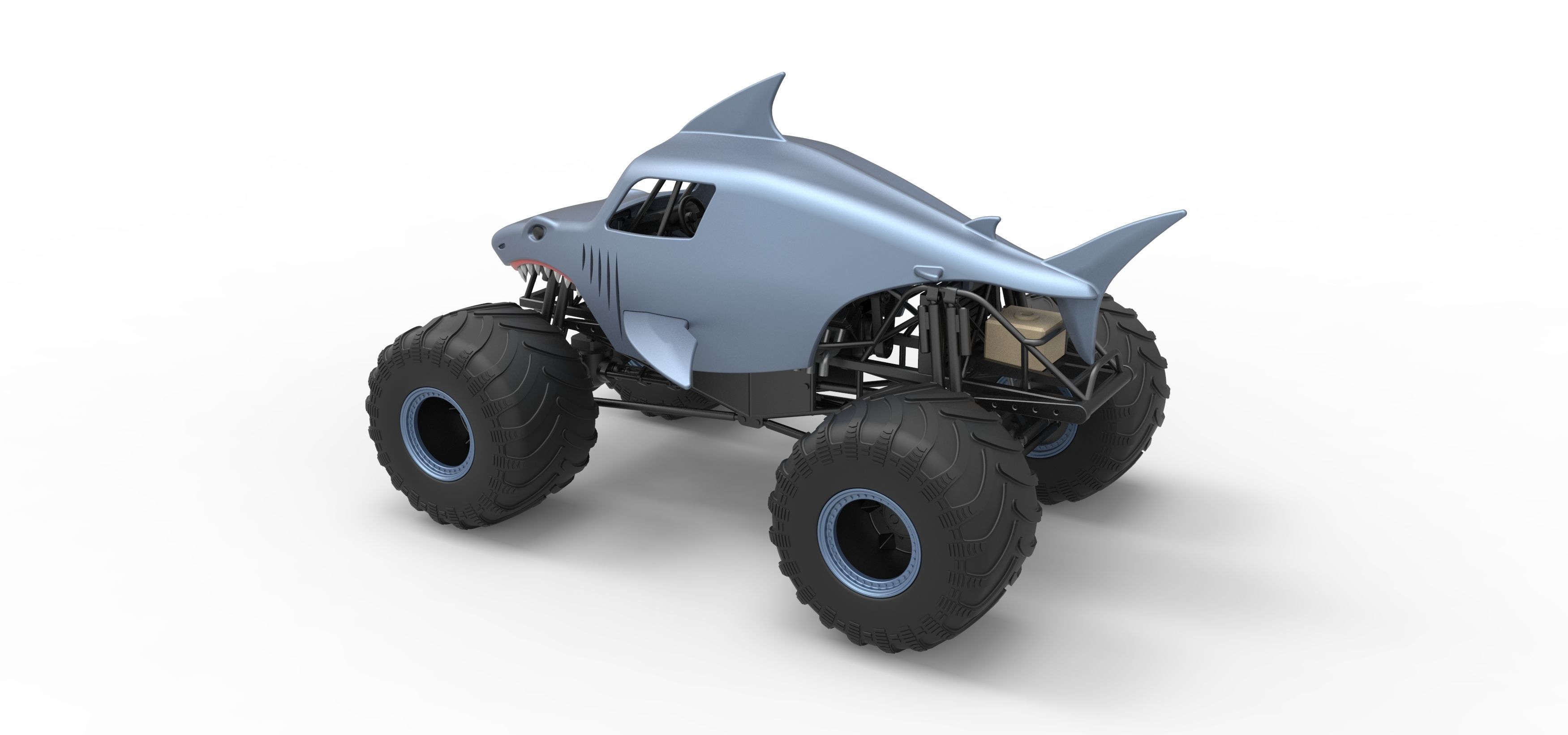 Shark Monster Truck Scale 1 to 25 3D print model_12