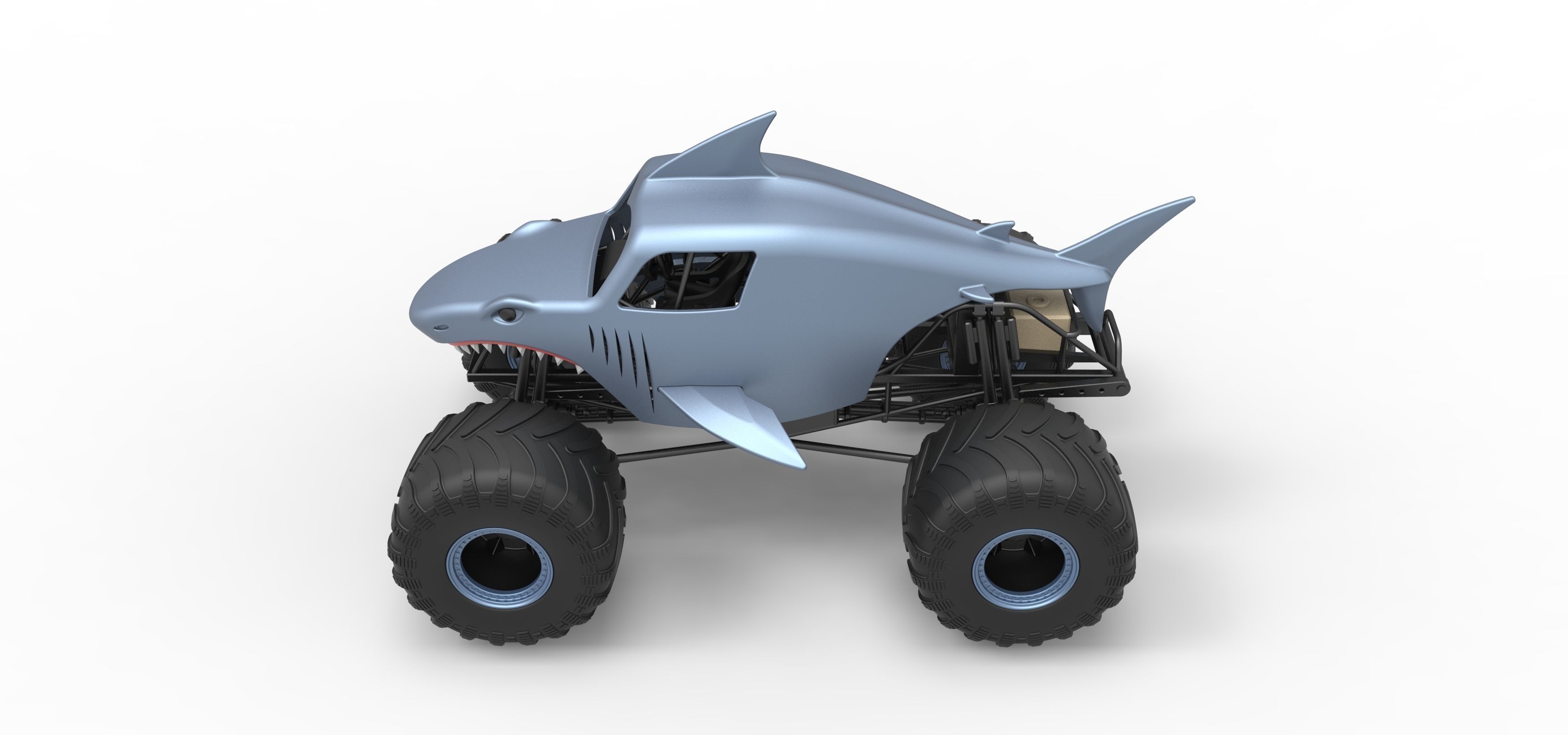 Shark Monster Truck Scale 1 to 25 3D print model_10