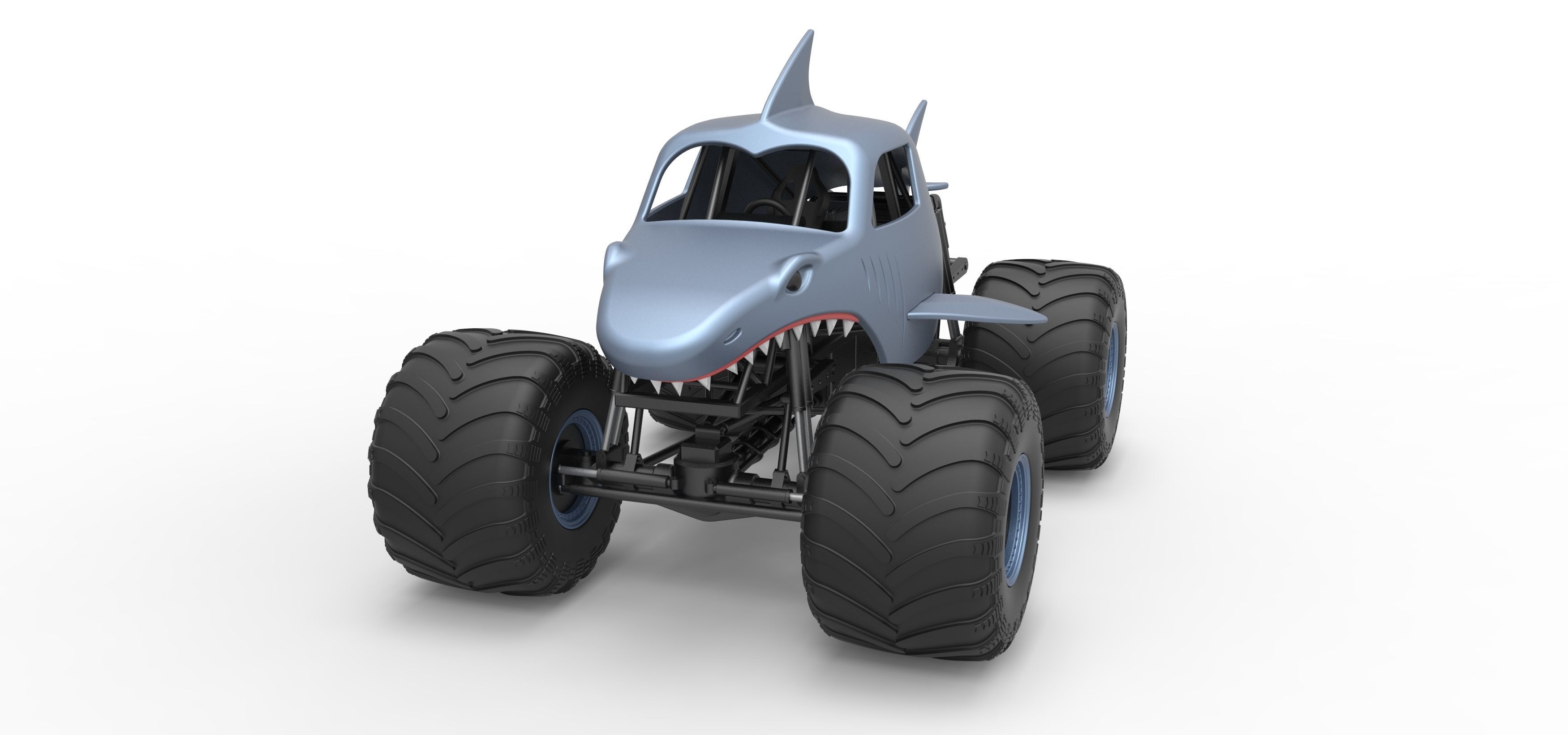 Shark Monster Truck Scale 1 to 25 3D print model_5