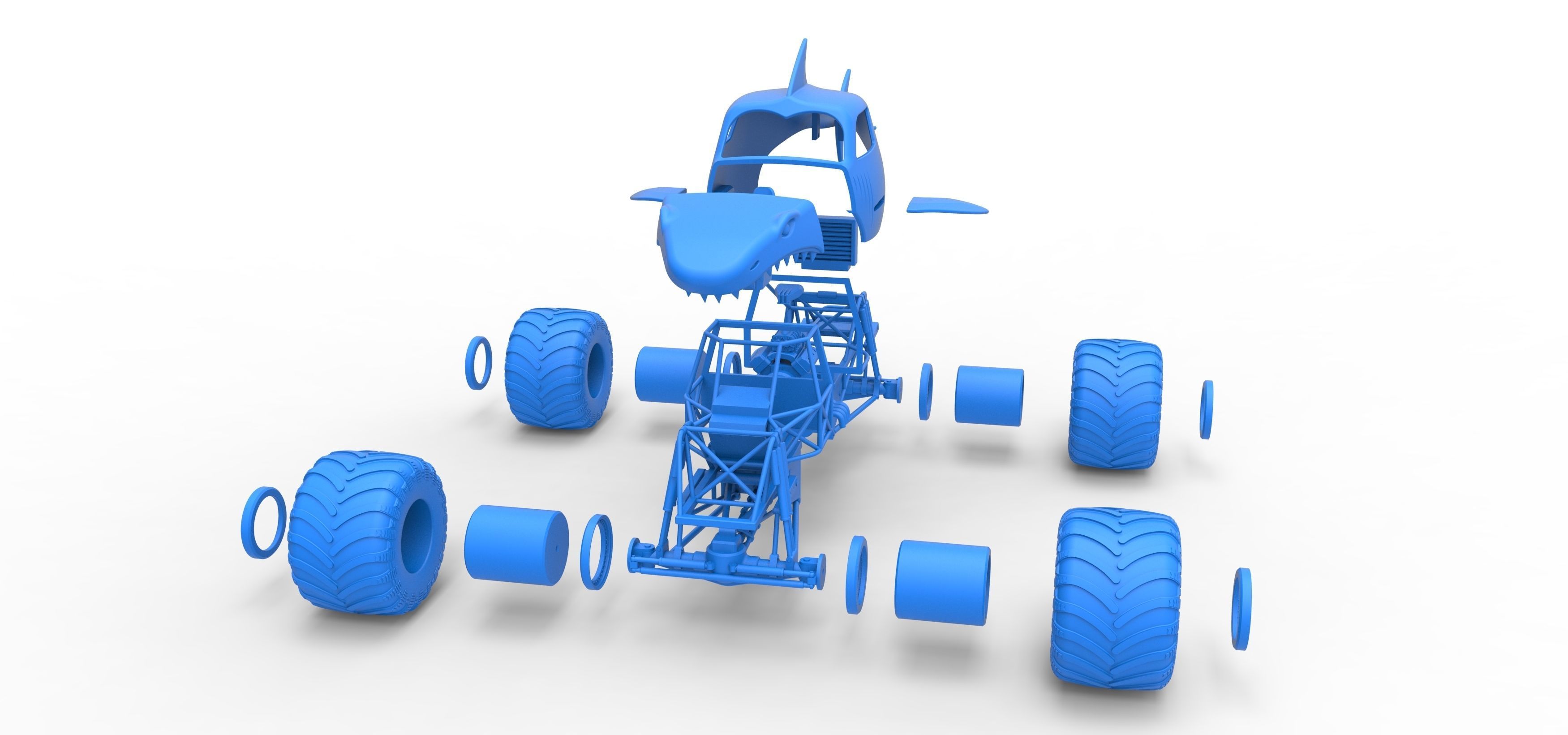 Shark Monster Truck Scale 1 to 25 3D print model_37