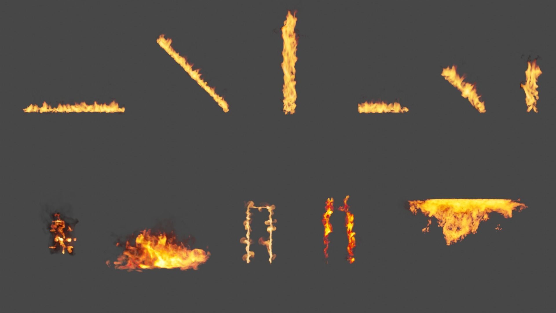 Burning house elements pack vdb 3D model_4