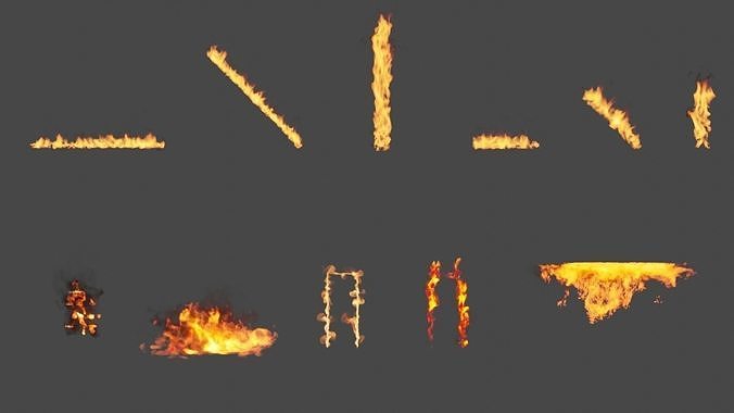 Burning house elements pack vdb 3D model 3