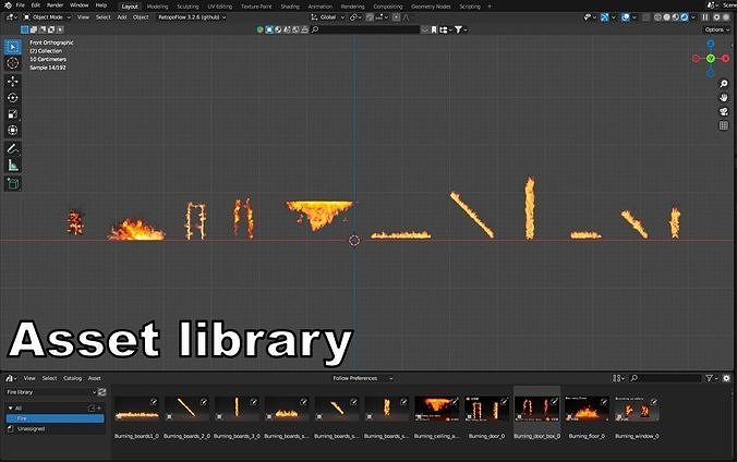 Burning house elements pack vdb 3D model 2