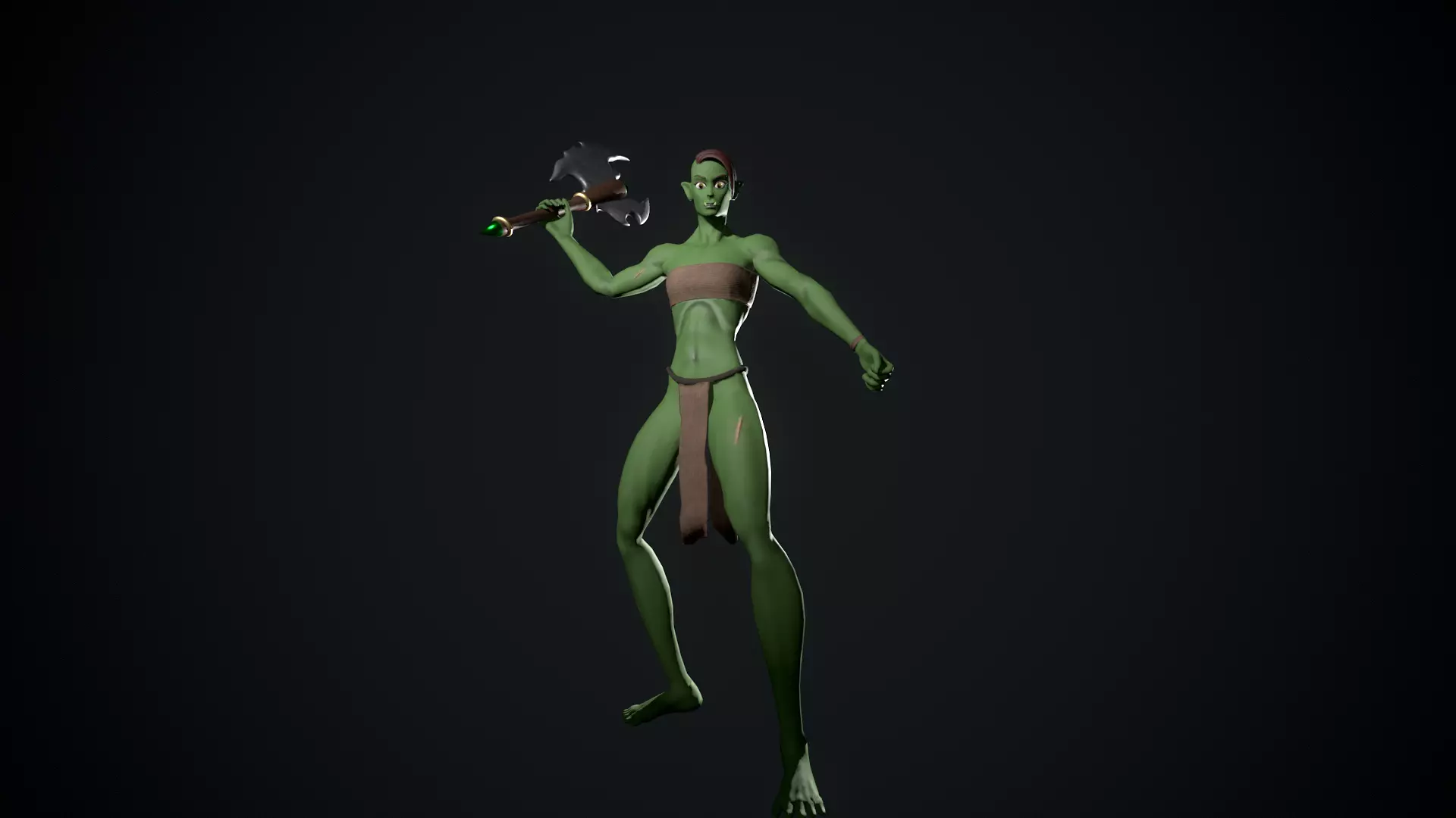 Orc warrior Barbarian character Ogre Tusked Demonic  Low-poly 3D model_0