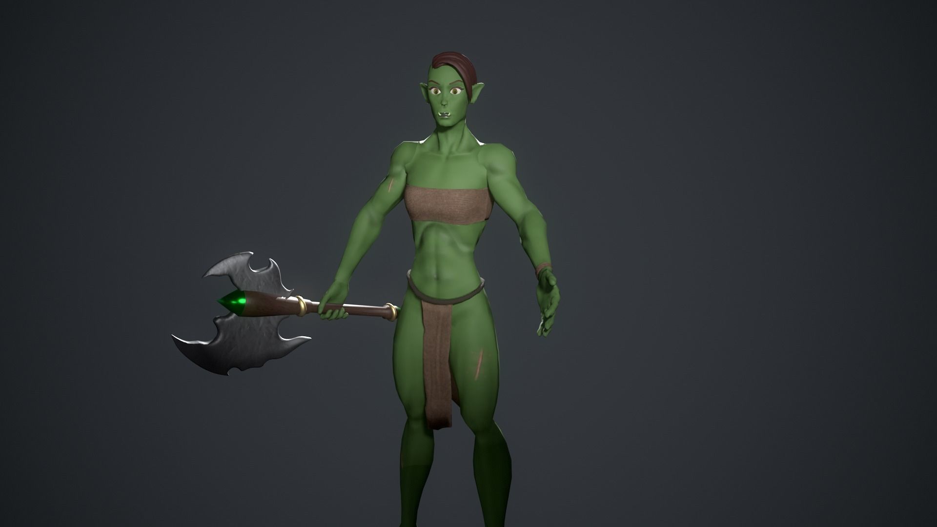 Orc warrior Barbarian character Ogre Tusked Demonic  Low-poly 3D model_2