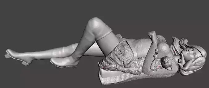 super girl wit cat 3d model for 3d printing  3D print model