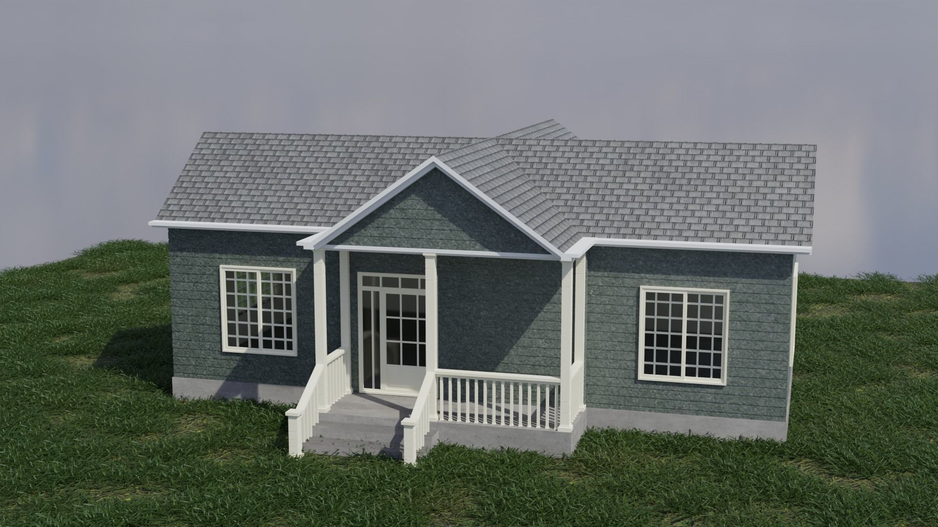 Simple House 005 Low-poly 3D model_2
