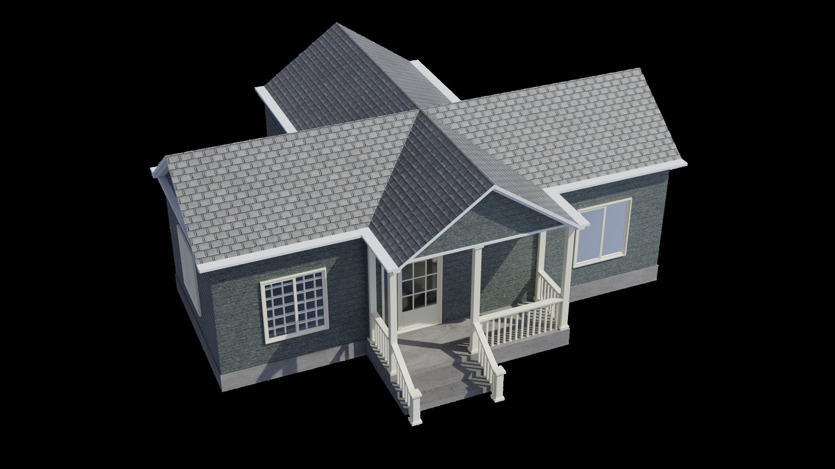 Simple House 005 Low-poly 3D model_4