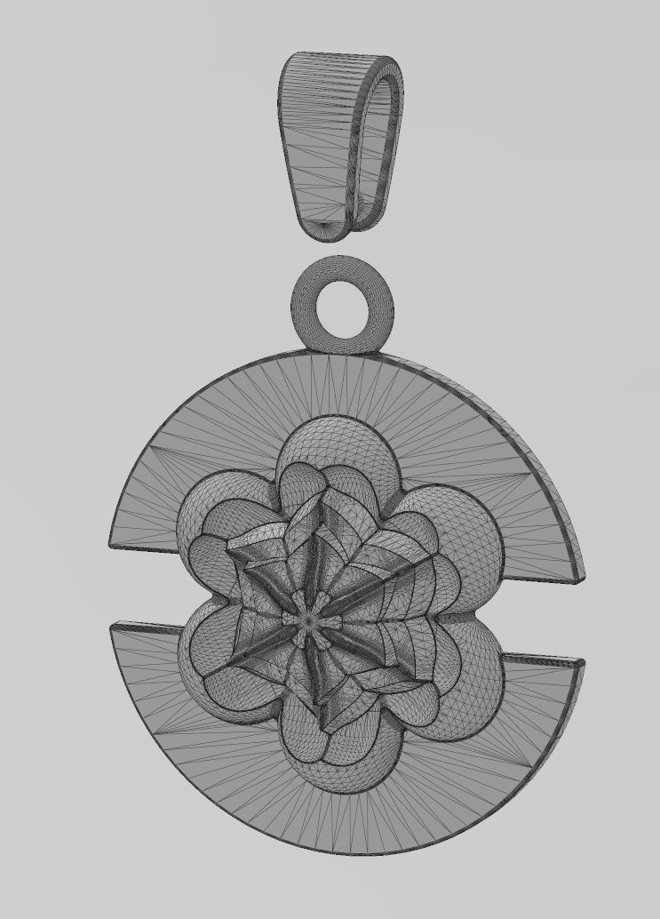 Corolla flower split round pendant with bail 3D print model_14