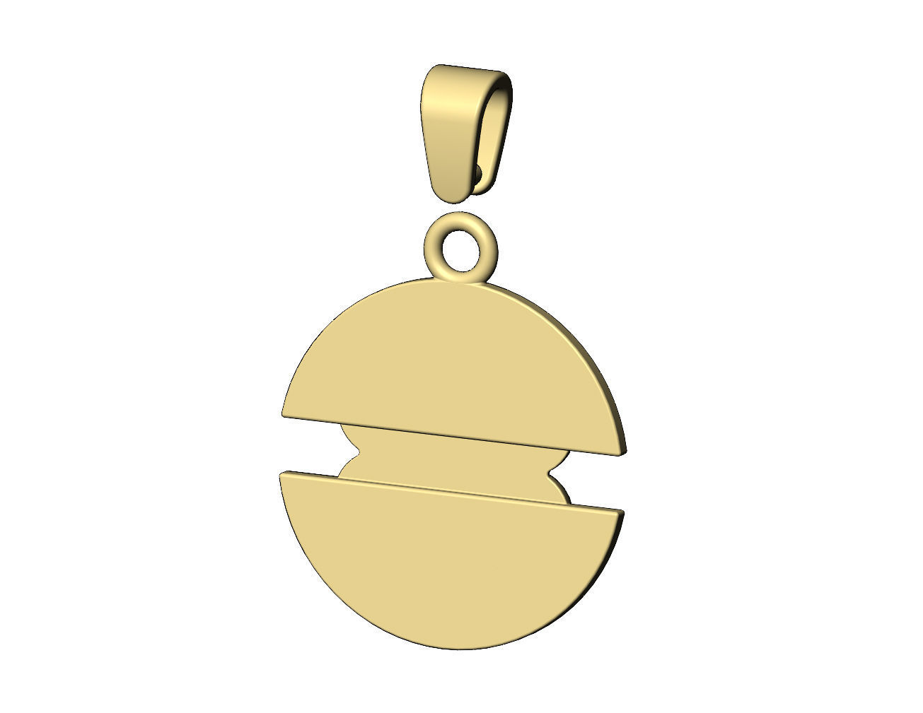 Corolla flower split round pendant with bail 3D print model_10