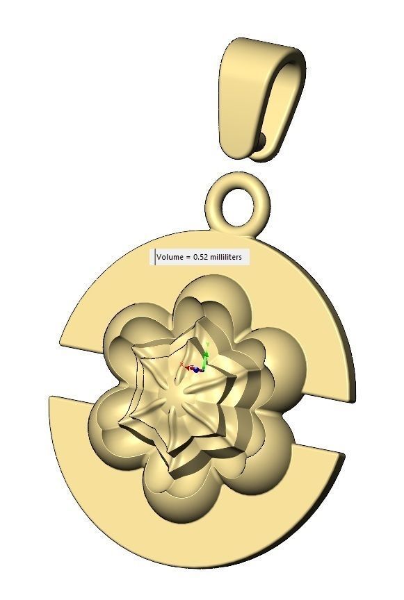 Corolla flower split round pendant with bail 3D print model_13