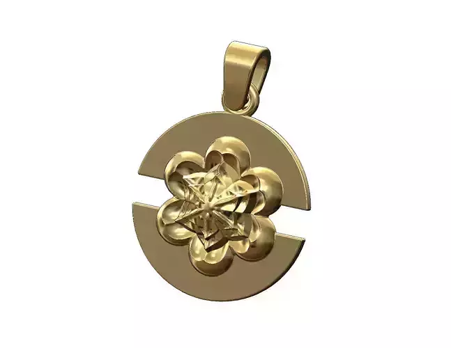 Corolla flower split round pendant with bail
