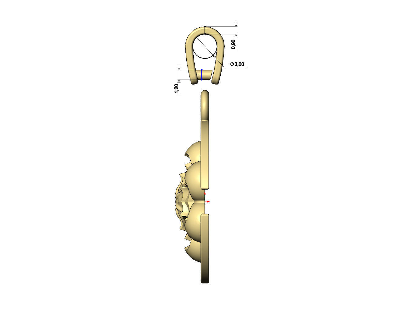 Corolla flower split round pendant with bail 3D print model_9