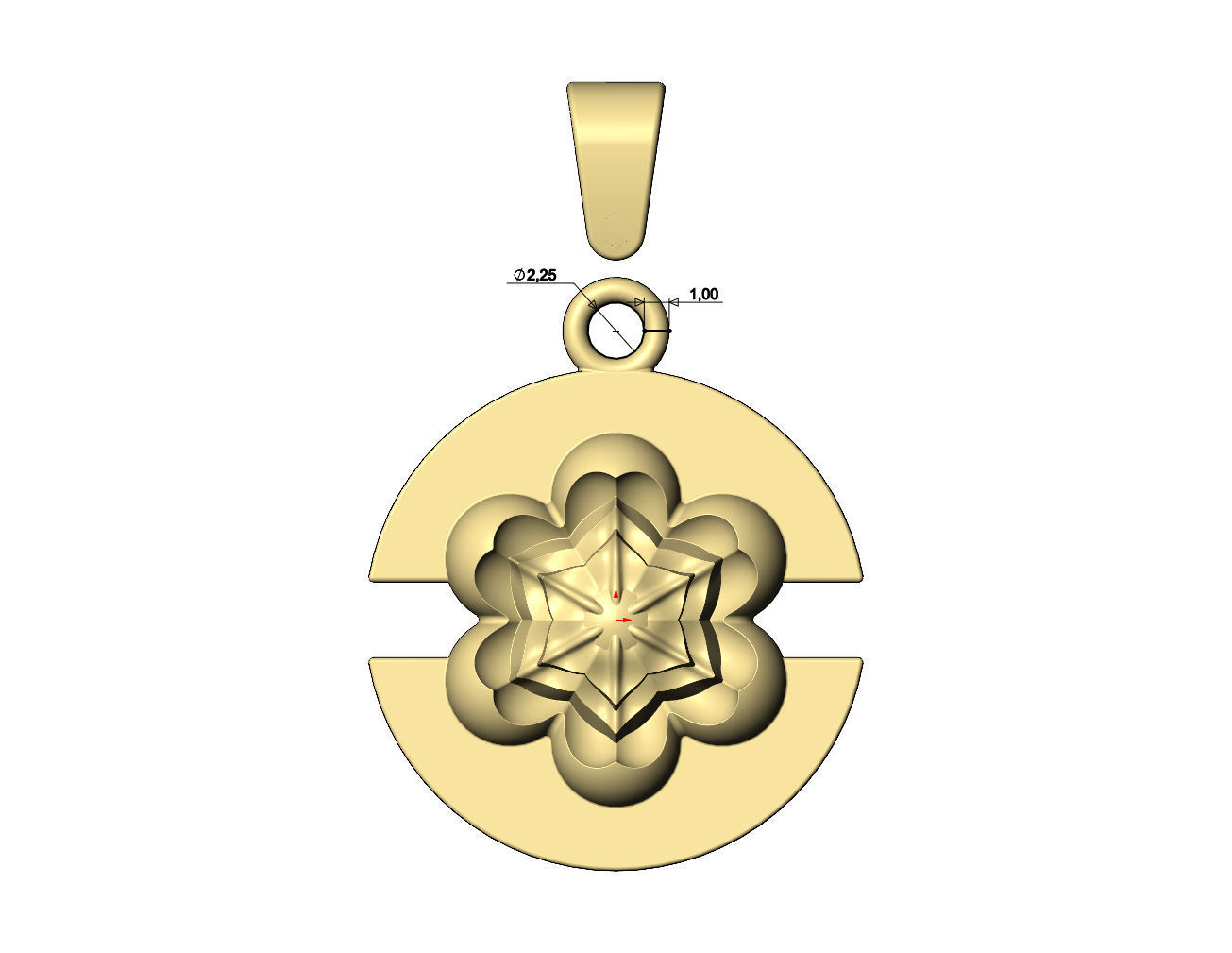 Corolla flower split round pendant with bail 3D print model_7