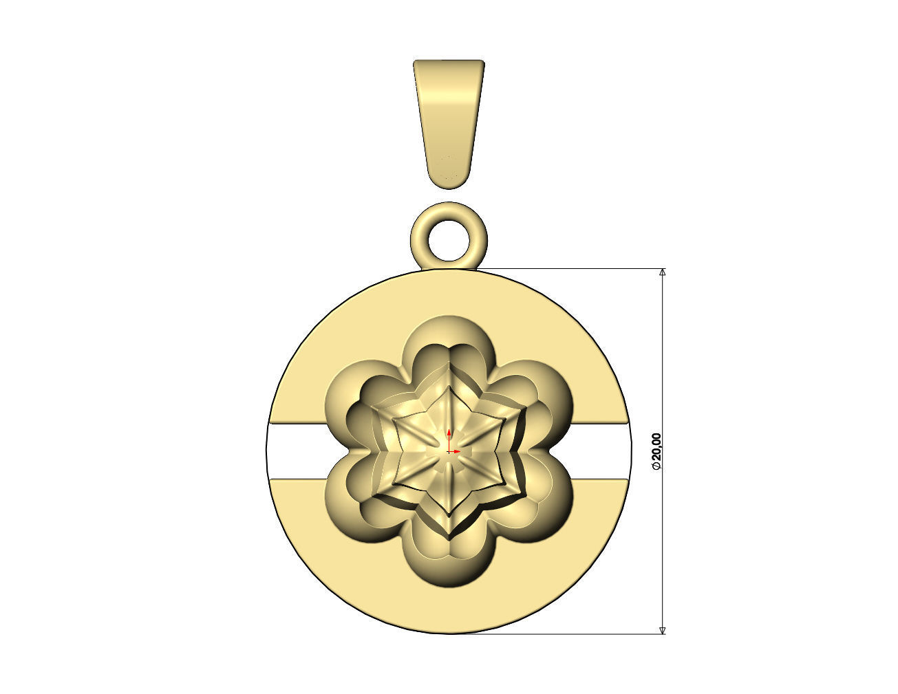 Corolla flower split round pendant with bail 3D print model_6