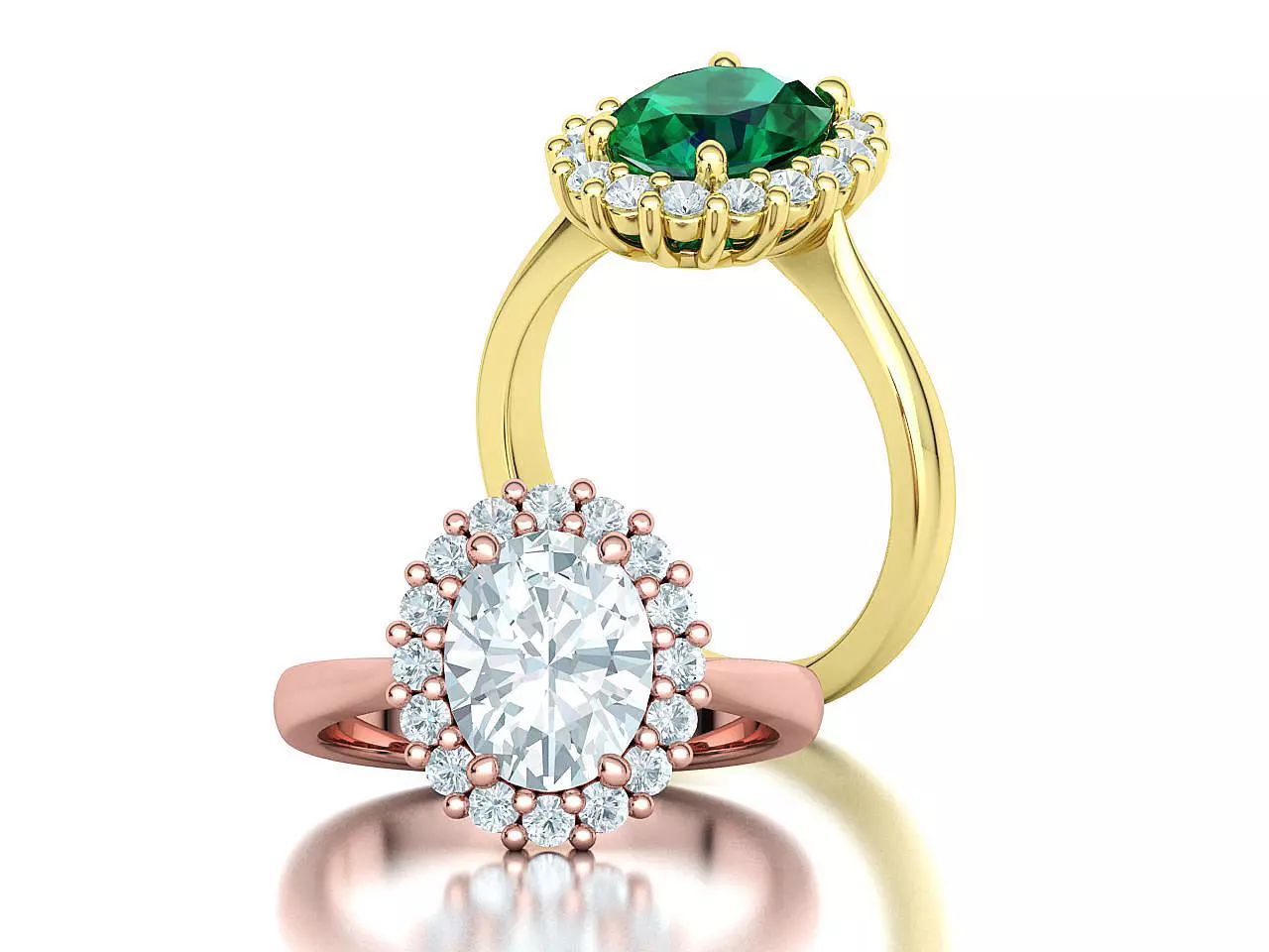 Diana Emerald Engagement Ring 10x8 Oval Stone  3D print model_0