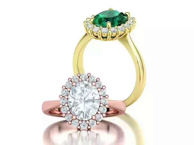 Diana Emerald Engagement Ring 10x8 Oval Stone  3D print model
