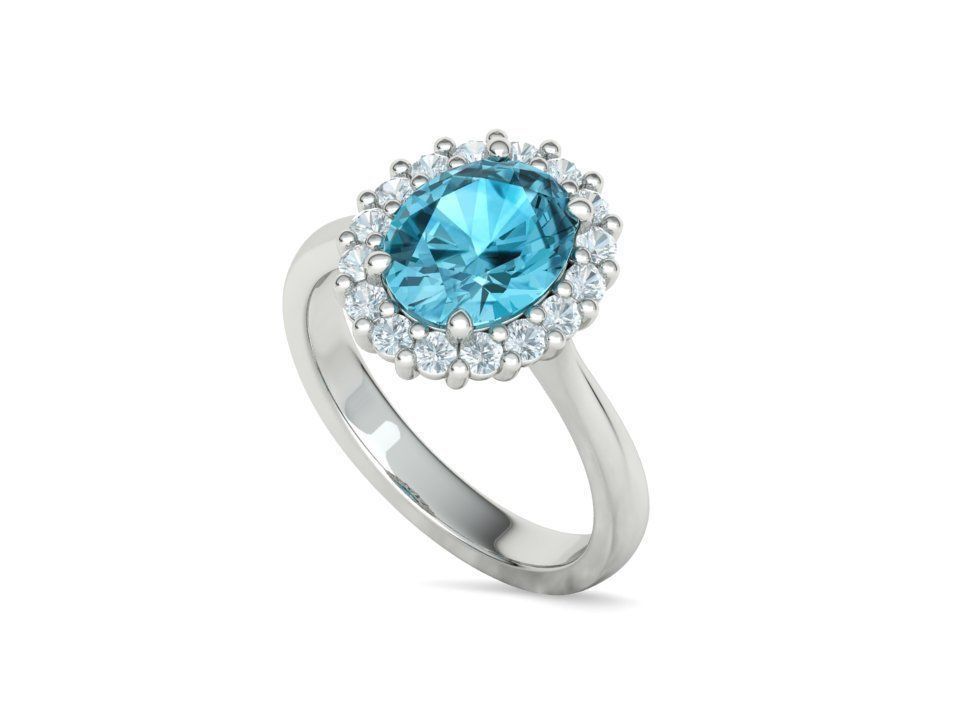 Diana Emerald Engagement Ring 10x8 Oval Stone  3D print model_32