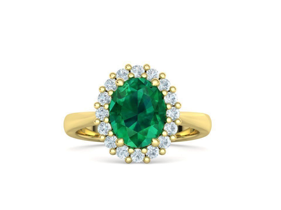 Diana Emerald Engagement Ring 10x8 Oval Stone  3D print model_13