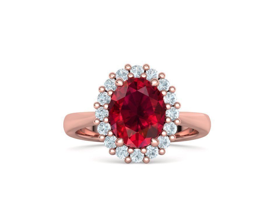 Diana Emerald Engagement Ring 10x8 Oval Stone  3D print model_36